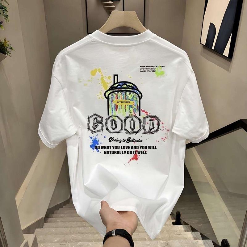 Heavyweight Trendy American Scoundrel Men s Cool Creative Print Round Neck Loose Short Sleeve T-shirt