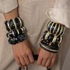 7 Styles Vintage Thick Resin Acrylic Bangles for Women Geometric Wide Chunky Elastic Bracelets Wood Bangle Metal Hand Jewelry