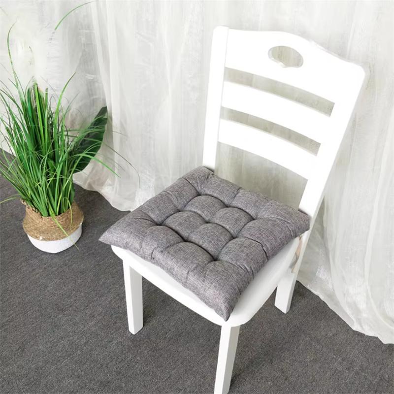 Linen-cotton Four-season Home Cushion Fashionable Solid Color Dining Chair Anti-slip Pad Office Comfortable Sedentary Stool Mat