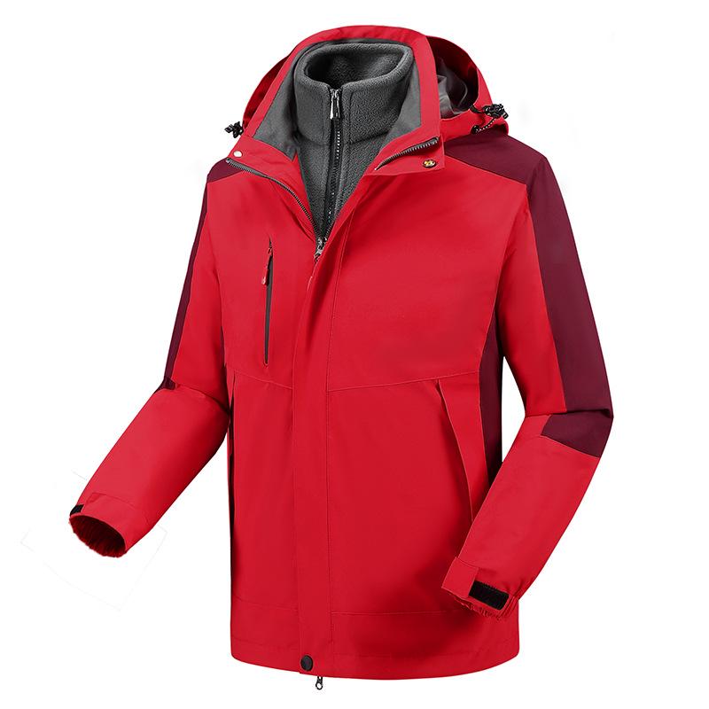Custom Logo 3-in-1 Windbreaker with Fleece Down, Warm Jacket for Autumn/Winter, Embroidered Workwear.