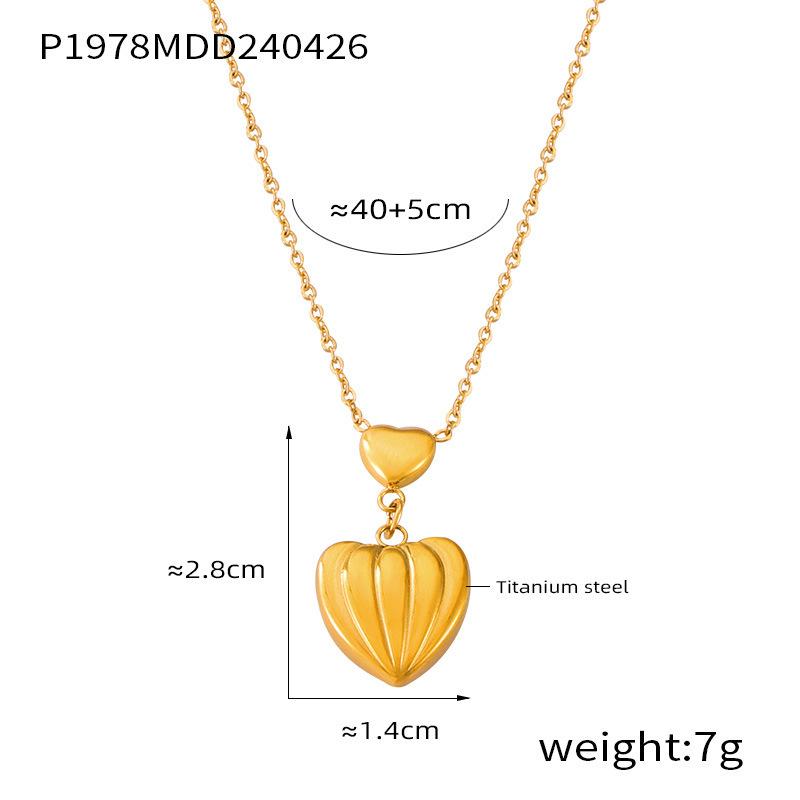 Peach Heart Flow Su Pendant Necklace Niche Personality Design Cross Titanium Steel Jewelry Set Women