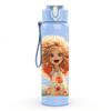 1PC Little Girl Flower Field Cartoon Print 750ml Color Plastic Sports Water Bottle Leakproof Flip Straw Lid Suitable for Sports Office Home Use