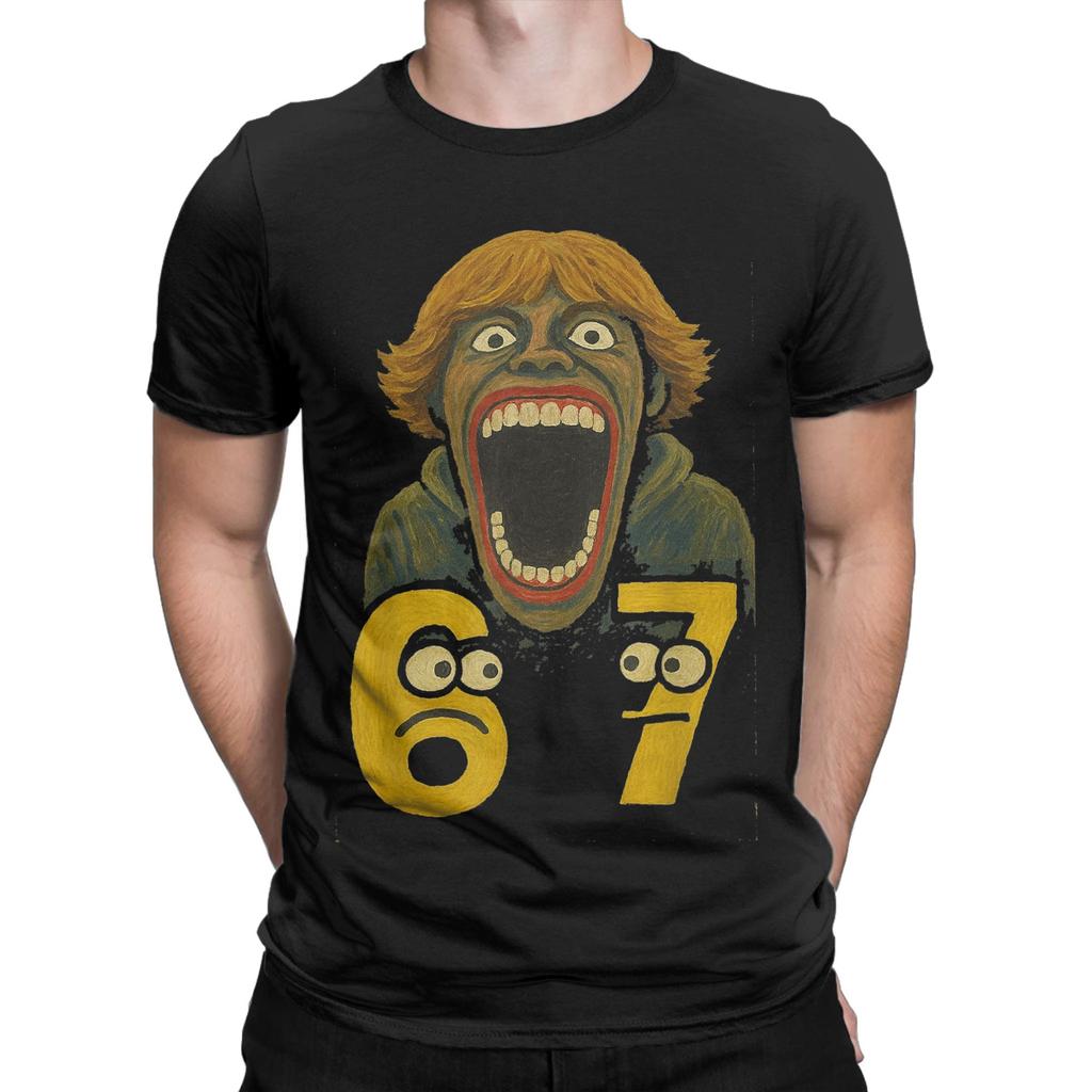 Awesome 67 Six Seven 6 7 Meme Funny T-Shirt Men Round Collar T Shirt Gen-Alpha Slang Short Sleeve Tees Graphic Printed Clothing