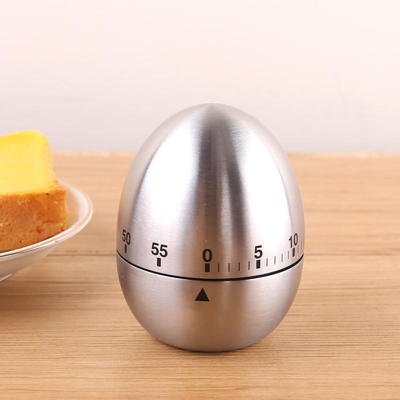 1PC Kitchen Cook Stainless Steel 60 Minutes Egg Shaped Timer Mechanical Clock Home Supplies Reminder