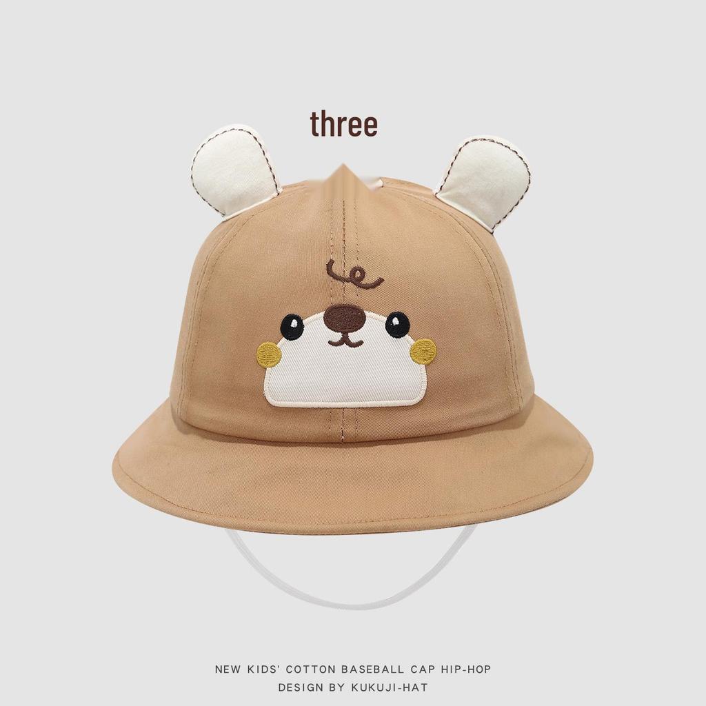 2026 Spring Unisex Baby Bucket Hat - 3D Cartoon Bear Design, Kids Fisherman Sun Hat