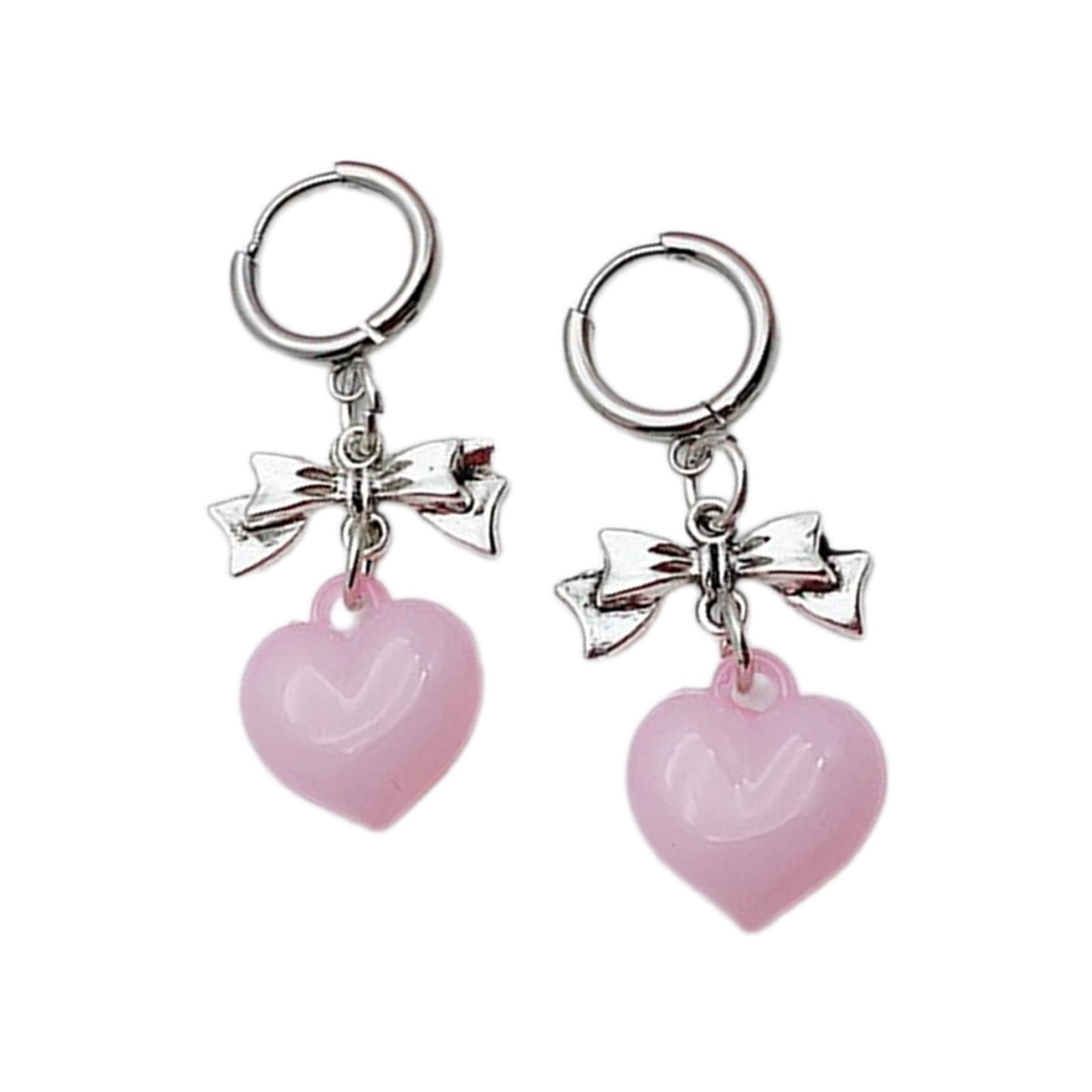 

Unique Heart Bowknot Hoop Earrings Fashion Love Earrings for Women Cute Gift for Yourself and Special One