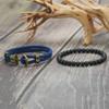 2Pcs Retro Anchor Bracelet For Men 6mm Natural Lava Stone Braslet Set Pulseria Hombre Nautical Wrap Rope Braclet Leisure Jewelry