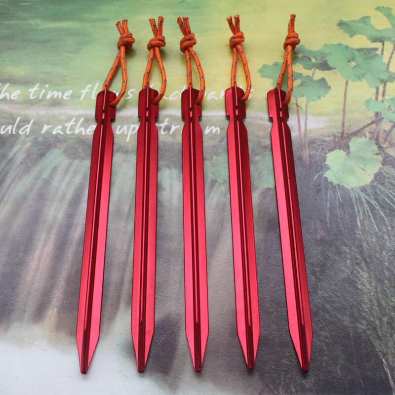 Oein Thickened Aluminum Tent Ground Pegs with Reflective Rope 18cm