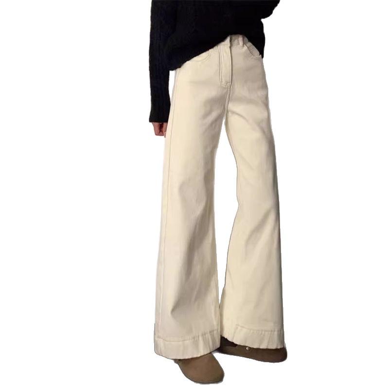 Women's Plus Size White Micro Flare Jeans, Loose Fit for Autumn 2025