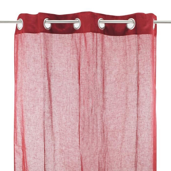 Voilage 100% coton - Rouge - 105x250 cm