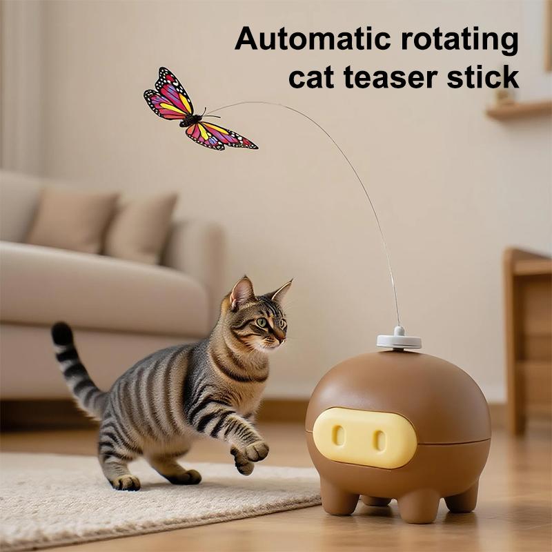 Rotating Electric Flying Bird Teasing Stick Automatically Spins Around Hummingbird Cat Toy Intelligence Training Funny Pet Toys
