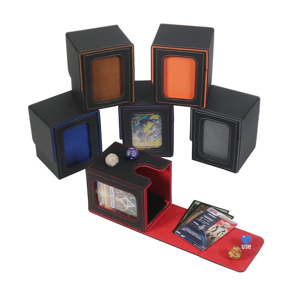 Patent Design PU Leather Game Card Box with Window, 100+ Capacity for Magic: The Gathering