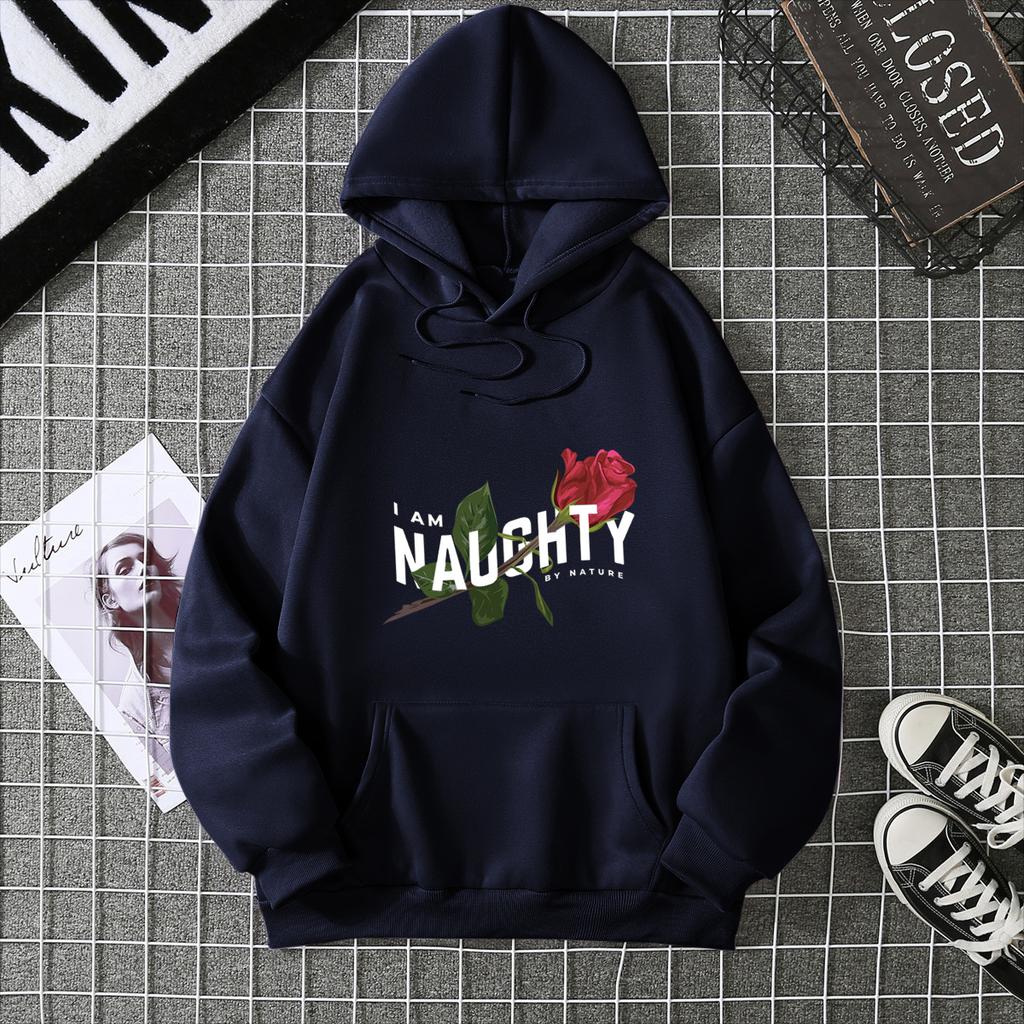 Women's Real Shot American Plant-printed Sweater Hooded Autumn and Winter New Men's and Women's Models