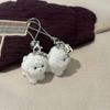 1Pcs Flocked Resin Dog Puppy Keychain 3D Little Plush Animal Pendant Backpack Car Keyrings Charms Hangs