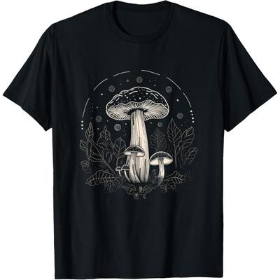 Retro Vintage Mushroom Moon Forest Funny Food T Shirts Men Humor Streetwear Tee Shirt Short Sleeve Unisex Loose Clothing