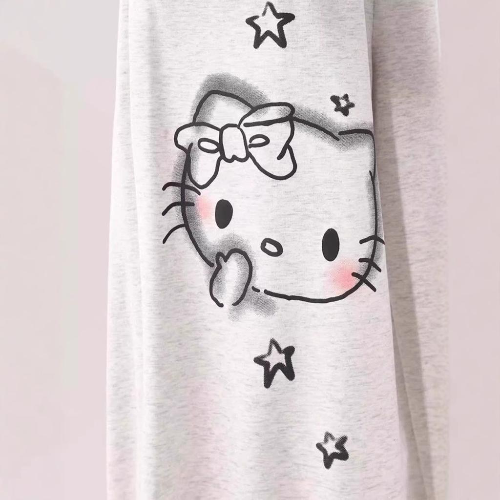 Girls Street Graffiti Cartoon Personality Straight Pants Middle and Older Children's Summer New Solid Color Drawstring Pocket Wide Leg Pants Tide