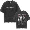 2026 Hot Game Dark Soul Vintage Washed Graphic T Shirt Mens Fans Player Cosplay Fashion Short Sleeve Tshirts Unisex Streetwear
