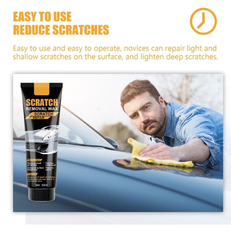 60ml/2oz Autokratzerentferner Universelles Autolack-Kratzer-Polierwachs Oberflächen-Kratzerreparaturpaste mit Schwamm