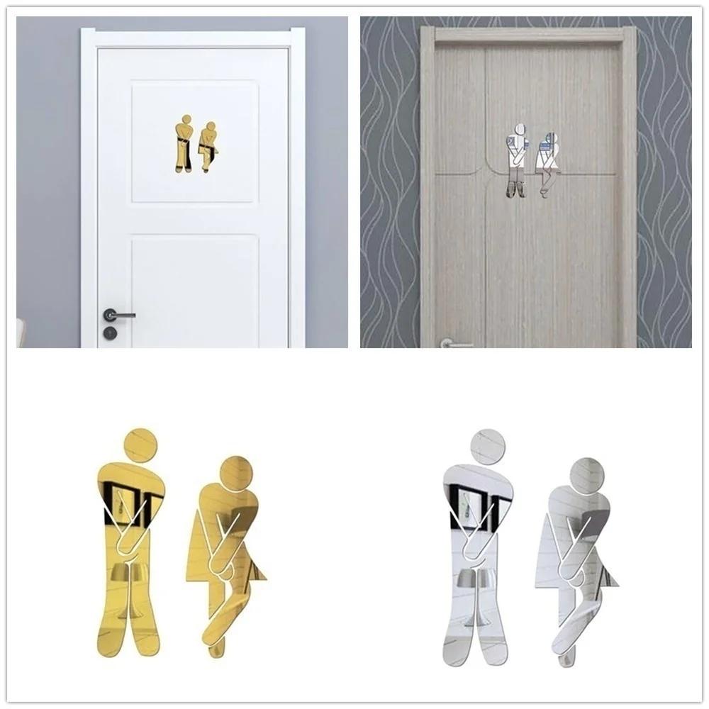 Toilet Room Sign Decorative Bathroom Sign for Hotel Bar Restaurant Mirror Wall Signo Signe De Toilette