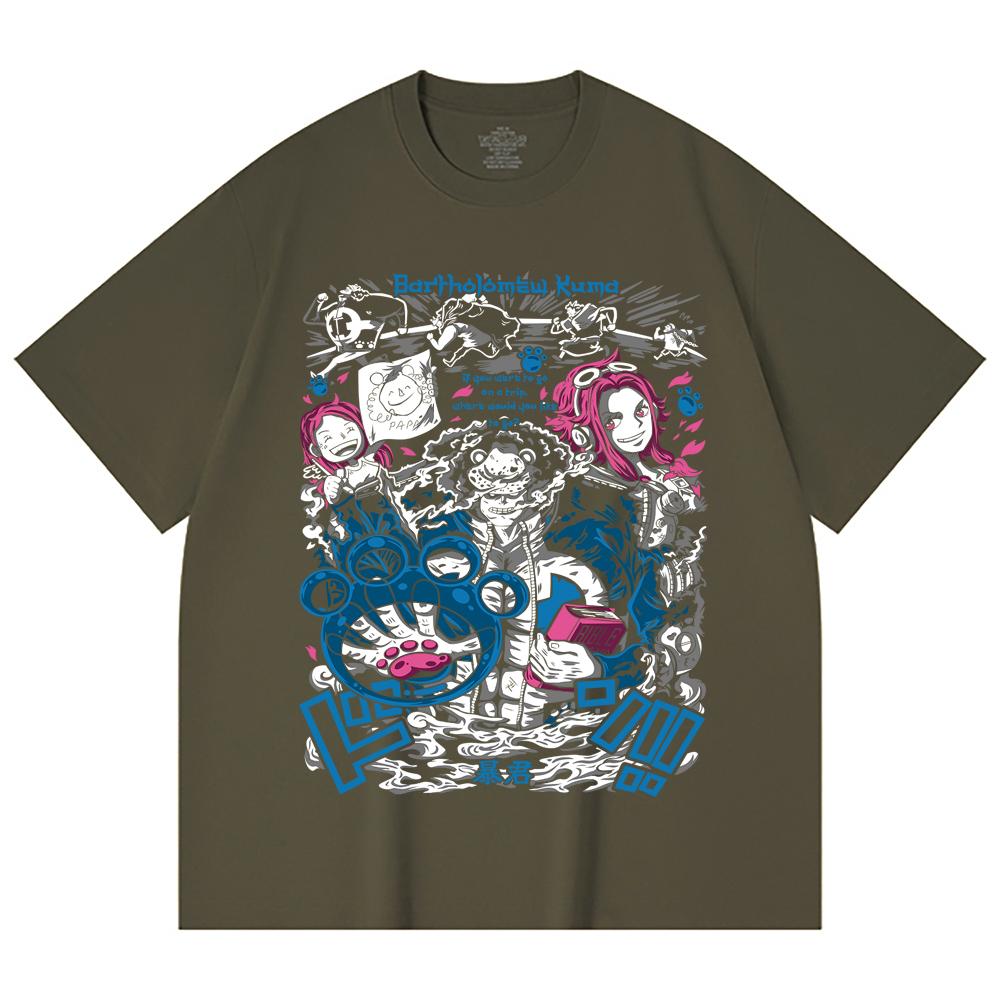 230 Gsm 100% Cotton One Piece V46 Kuma Print Unisex Heavy Cotton T Shirt