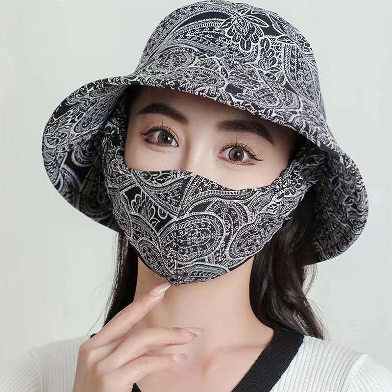 New Sunscreen Mask Integrated Hat Sun Hat Women's UV Protection Outdoor Summer Sun Hat Face Protection Tea Picking