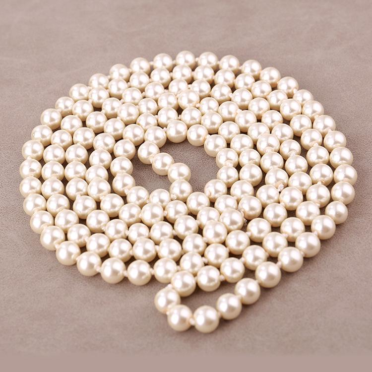 Fashion Elegant Imitation Pearl Necklace For Women's Knot Multi-layer Long Sweater Chain Clothing Accessories