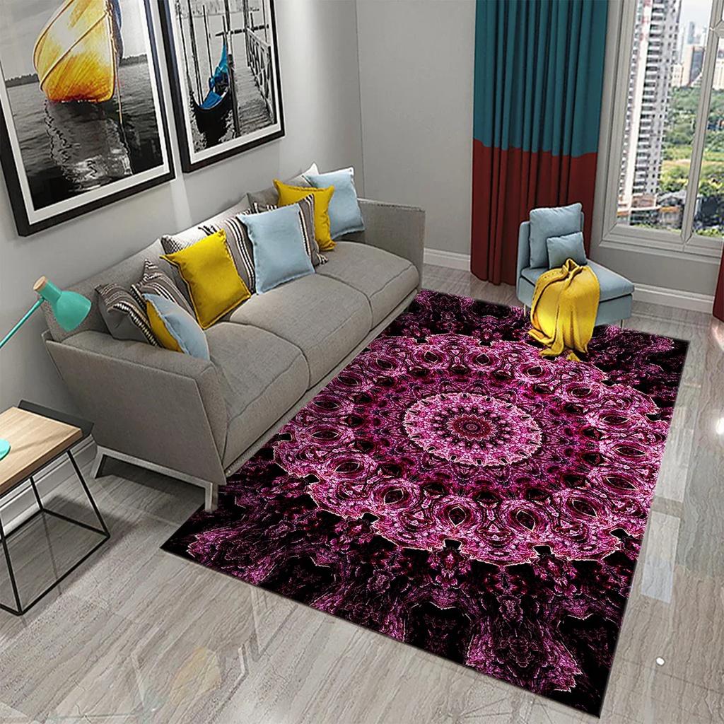 Barevný mandalový koberec Tajemné psychedelické květinové koberce pro dekoraci obývacího pokoje ložnice Podložka na podlahu Koupelnový protiskluzový koberec