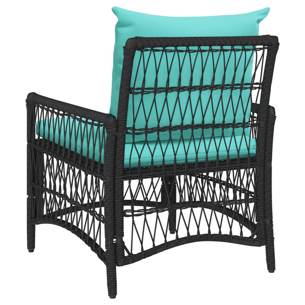 Garden Chair with Cushion Black 73 x 61 x 77 cm Poly Rattan