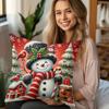 1pc Pillowcase, Christmas Snowman Design Decorative Cushion Cover, Soft Comfortable Polyester Short Plush Fabric, Single-Sided Print, Multi-Size Optio