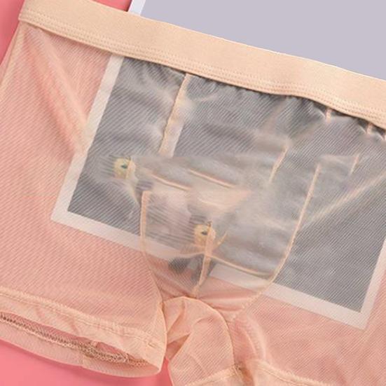 Men Boxers Breathable Elastic Mesh Low Waist Ice Silk Cooling Anti-septic See-through Men