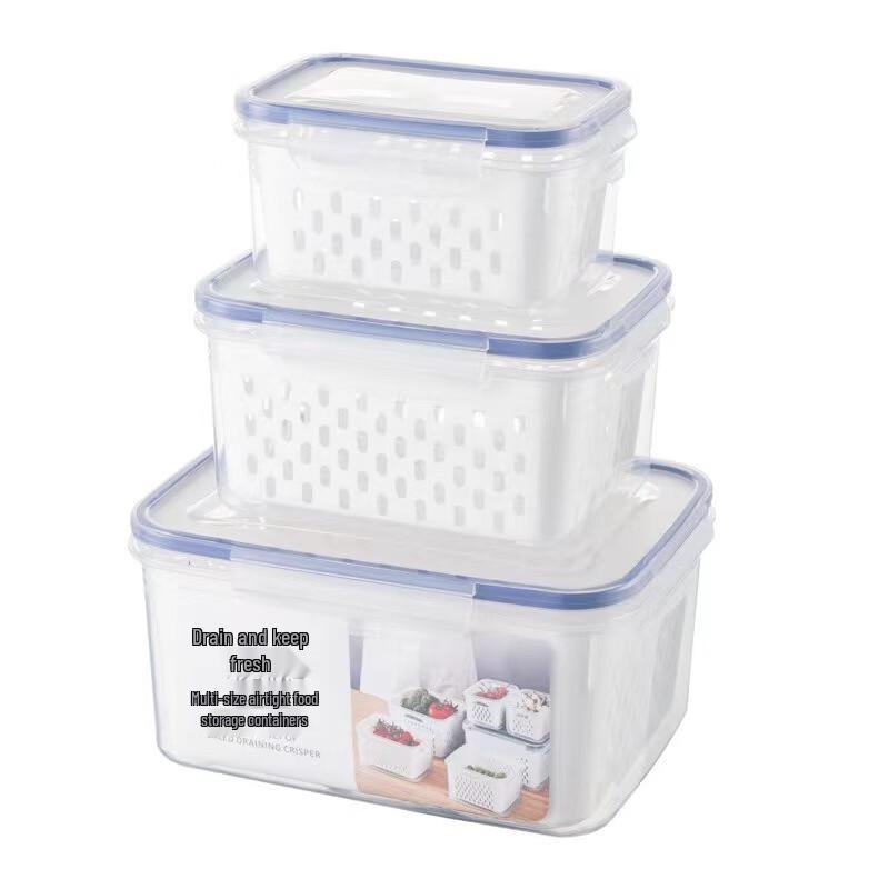Plastic Refrigerator Organizer and Drainer Set