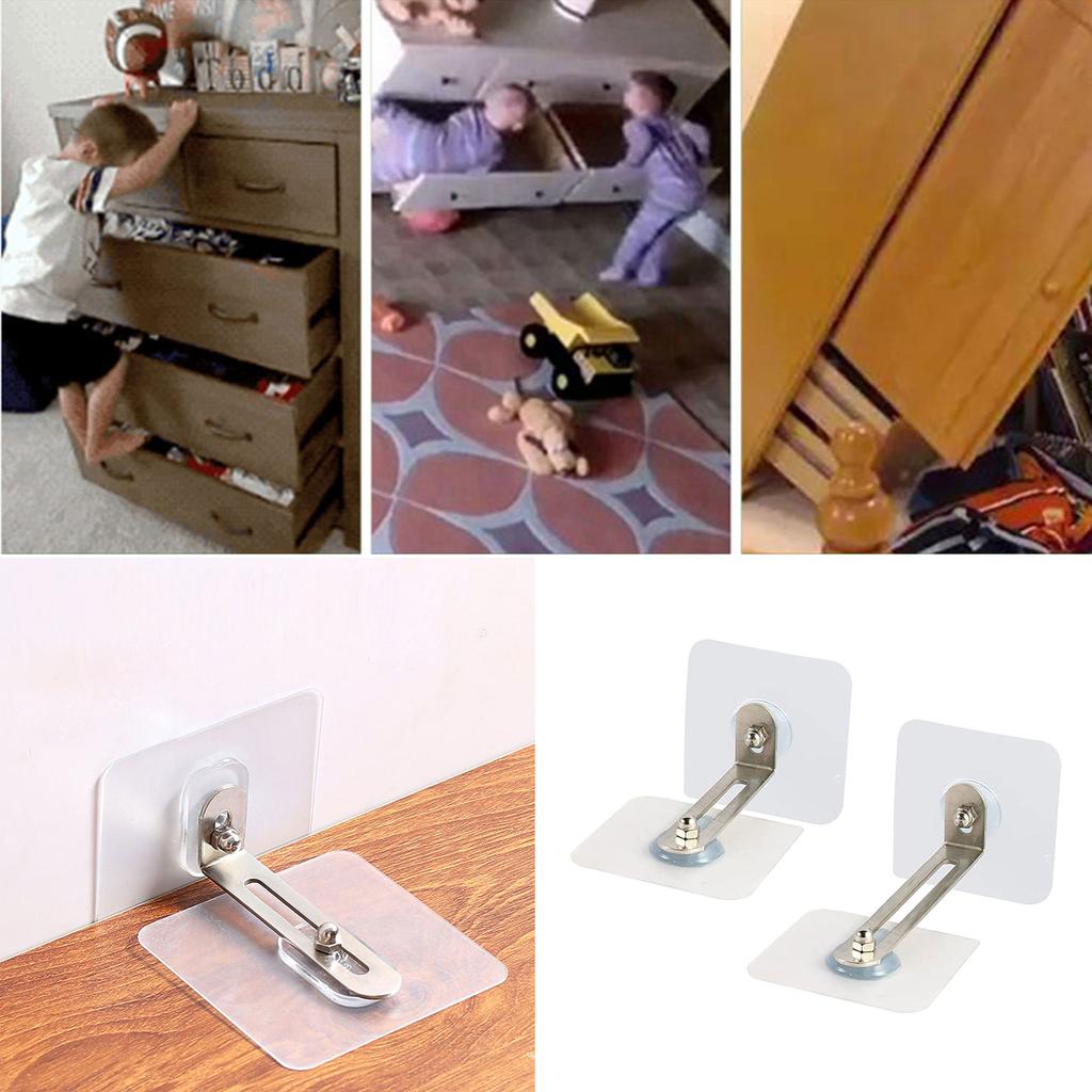 5Pcs Self-Adhesive Furniture Wall Anchors Furniture Straps Earthquake Anti-tip Prevention Device for Protecting Baby Pet