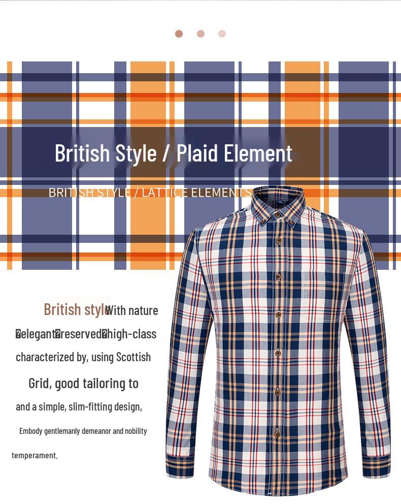 Men's Carbon Brushed Long-Sleeve Plaid Cotton Shirt