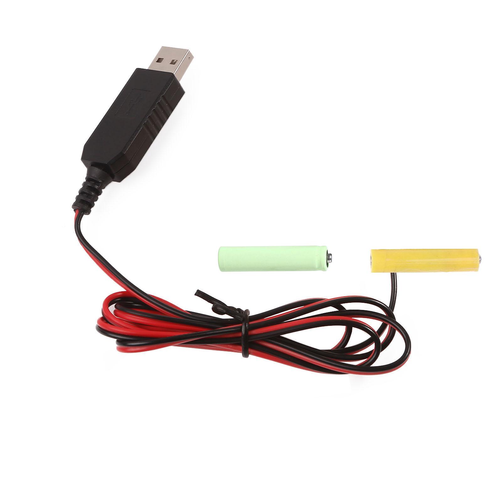 

LR03 AAA Battery Eliminator Cable USB Power Supply Cable Replace 2pcs 1.5V AAA Battery for Electric Toy Flashlight 1M