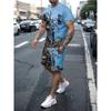 Summer new men's polyester material pattern printing set outdoor quick drying breathable casual thin comfortable set