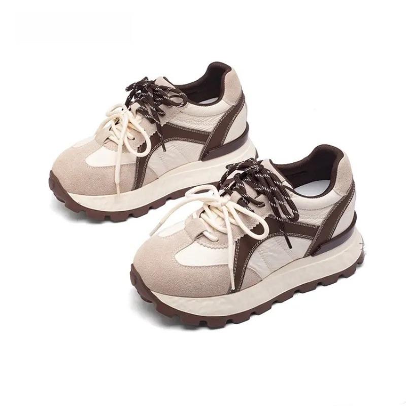 Round head color matching women's autumn new soft-soled lightweight trend versatile sports and leisure shoes