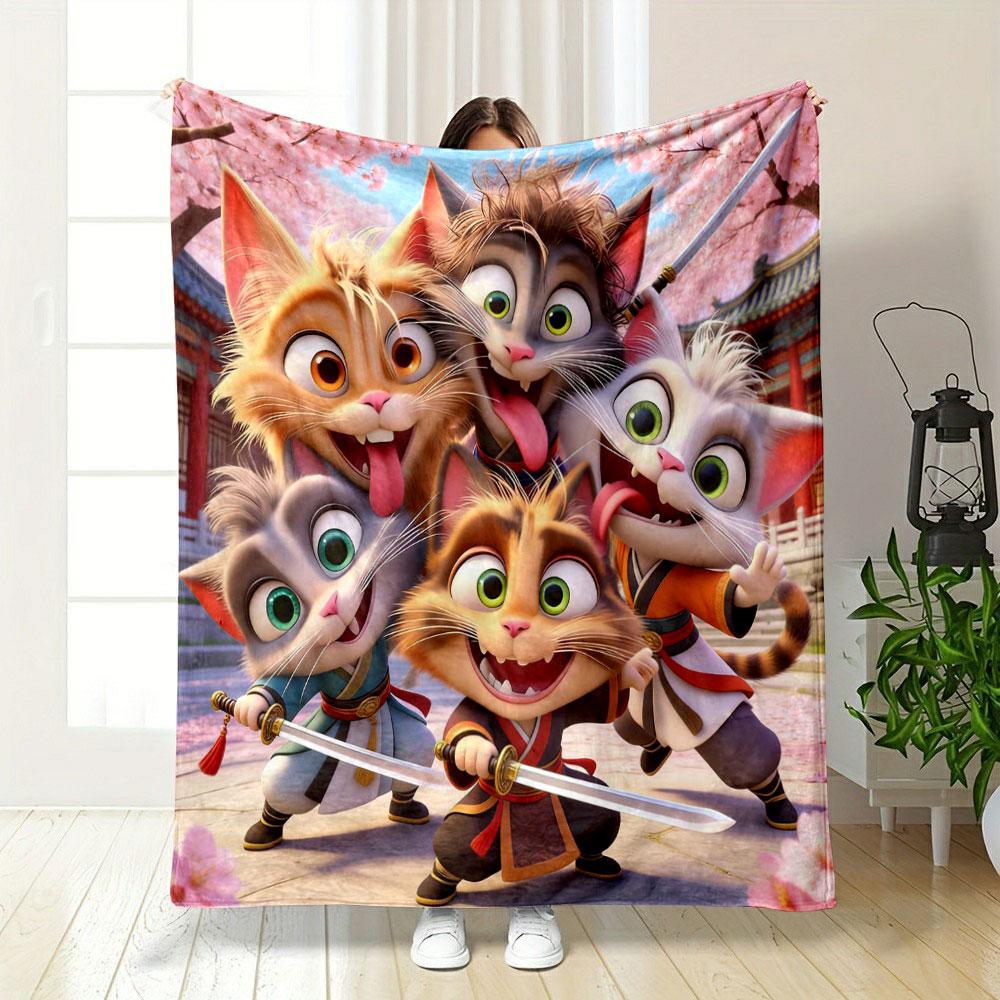6 Styles A Group of Cute and Funny Cats Printed Blanket Soft and Comfortable Home Travel Blanket Adult and Child Warm Blanket