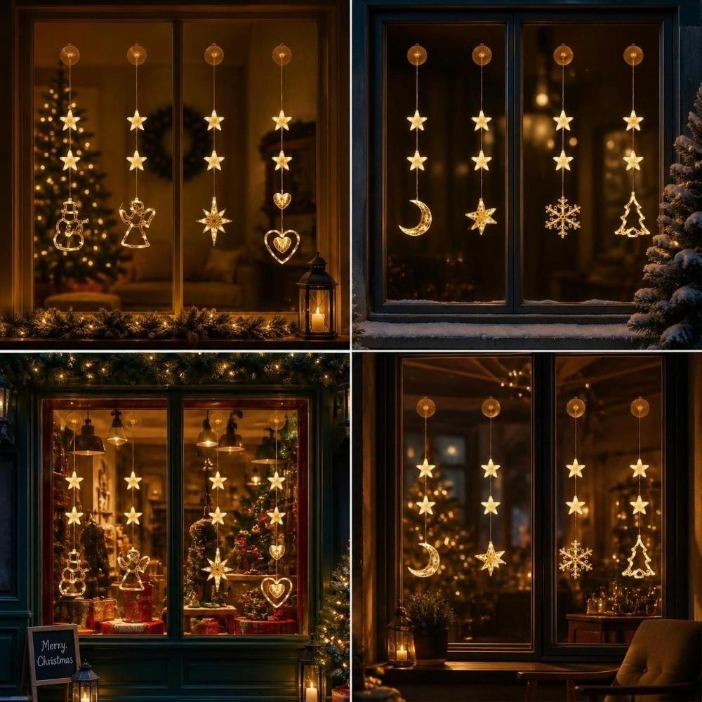 Elk/Snowflake/Bell/Snowman Christmas Hanging Light Christmas Window Lights Christmas Decoration