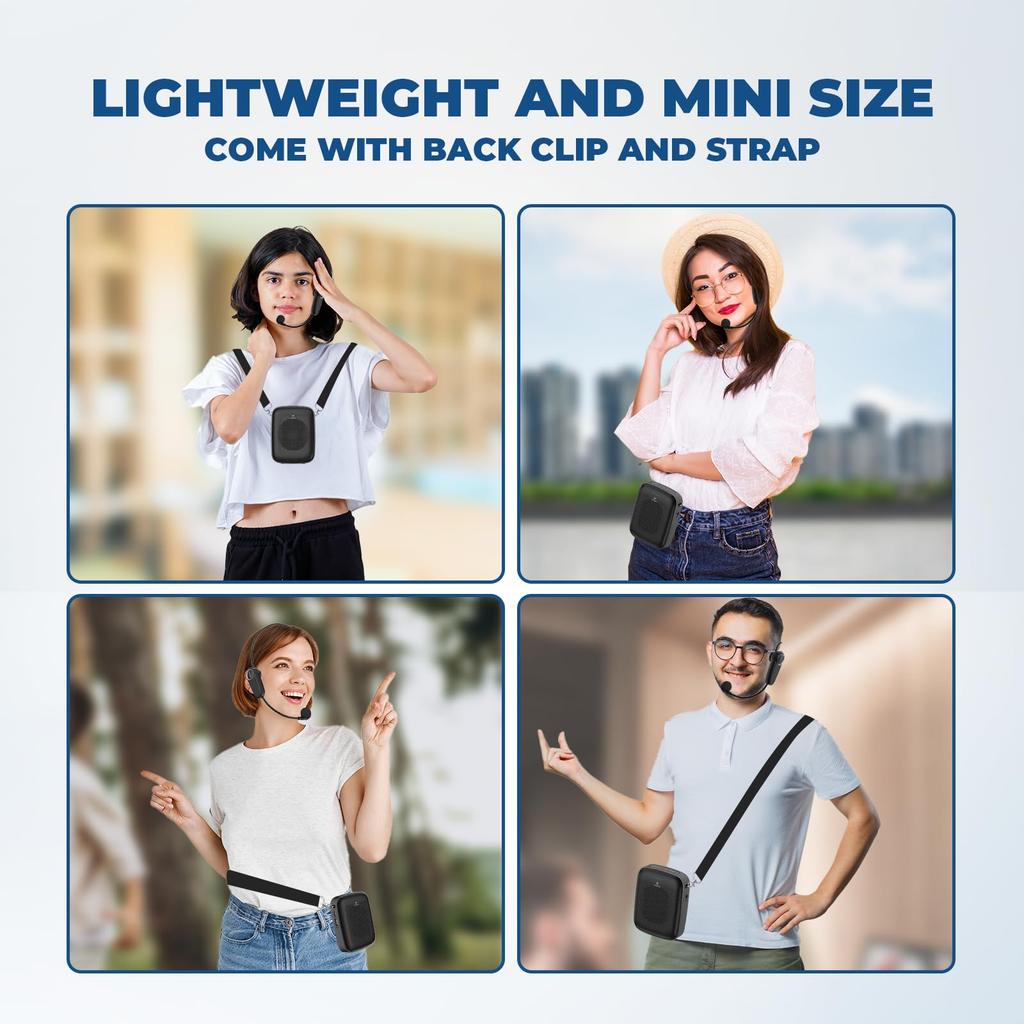 W WINBRIDGE 15W Kompakt Bärbart PA-system med Headset och Idealiskt för Detaljhandel Turism och Talare A002 Högtalare, Handsfree Högtalare, Mikrofon, Evenemang,