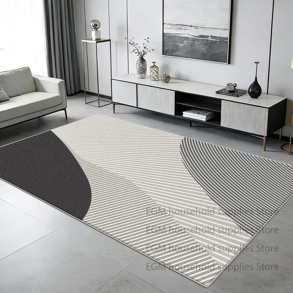 Nordic Striped Black Carpet Modern Living Room Decoration Large Area Rugs Soft Non-slip Washable Floor Mat for Bedroom Bedside