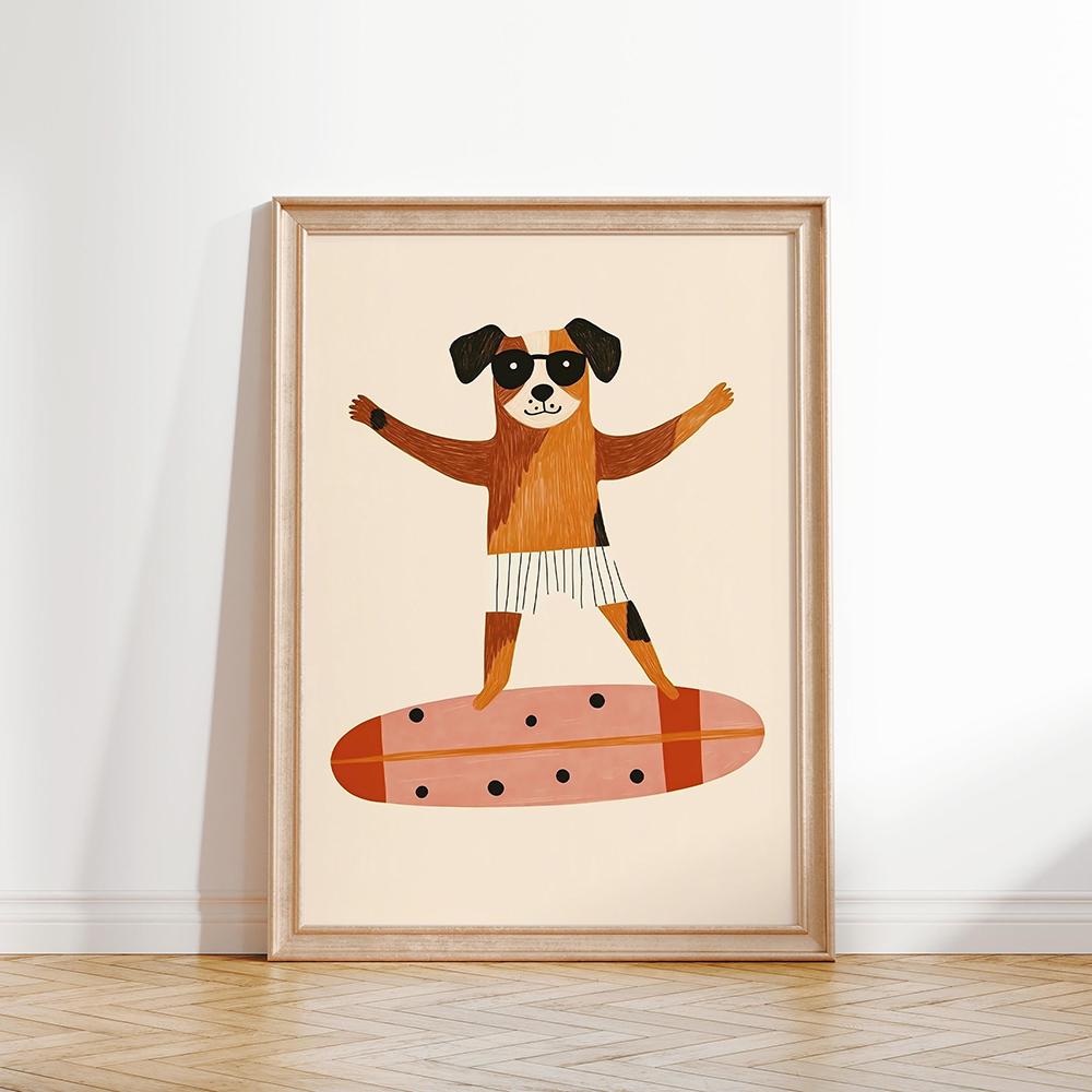 Funny Animals Cool Lion Dog Scooter Gorilla Skateboard Posters Prints Wall Art Canvas Nursery Pictures for Baby Kids Room Decor
