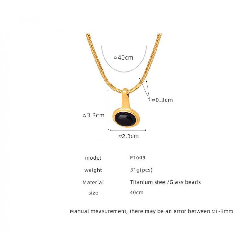 Choker Necklace Snake Chain Glass Pendant 18k Gold Plated Stainless Steel Jewelry Women