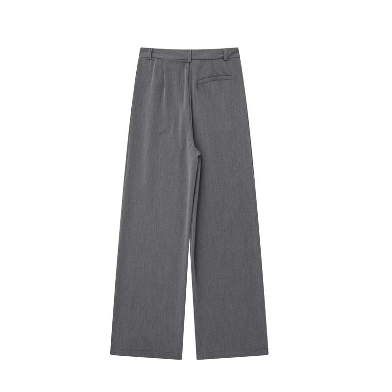 Herbst Neue 2024 frauen Hosen Beige Grau Schwarz Breite Bein Hosen Frauen Hohe Taille Baggy Hosen Frau Mode Sommer Büro hosen