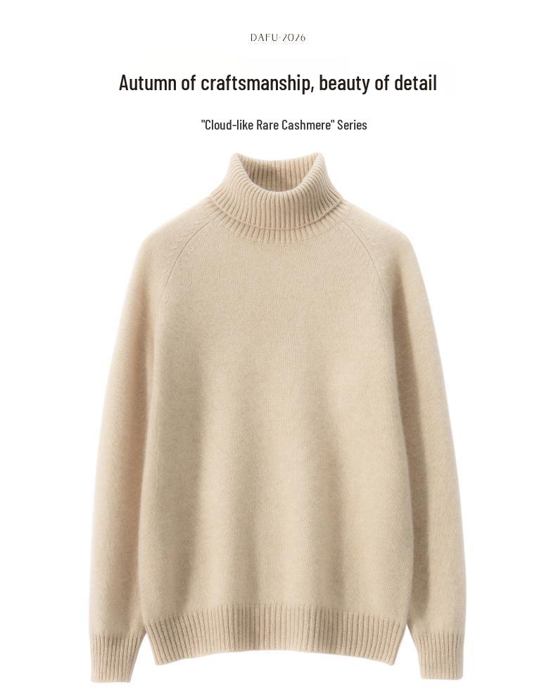 Lekasha High Neck Women's Cashmere Sweater - Solid Color Loose Knit Pullover for Autumn and Winter