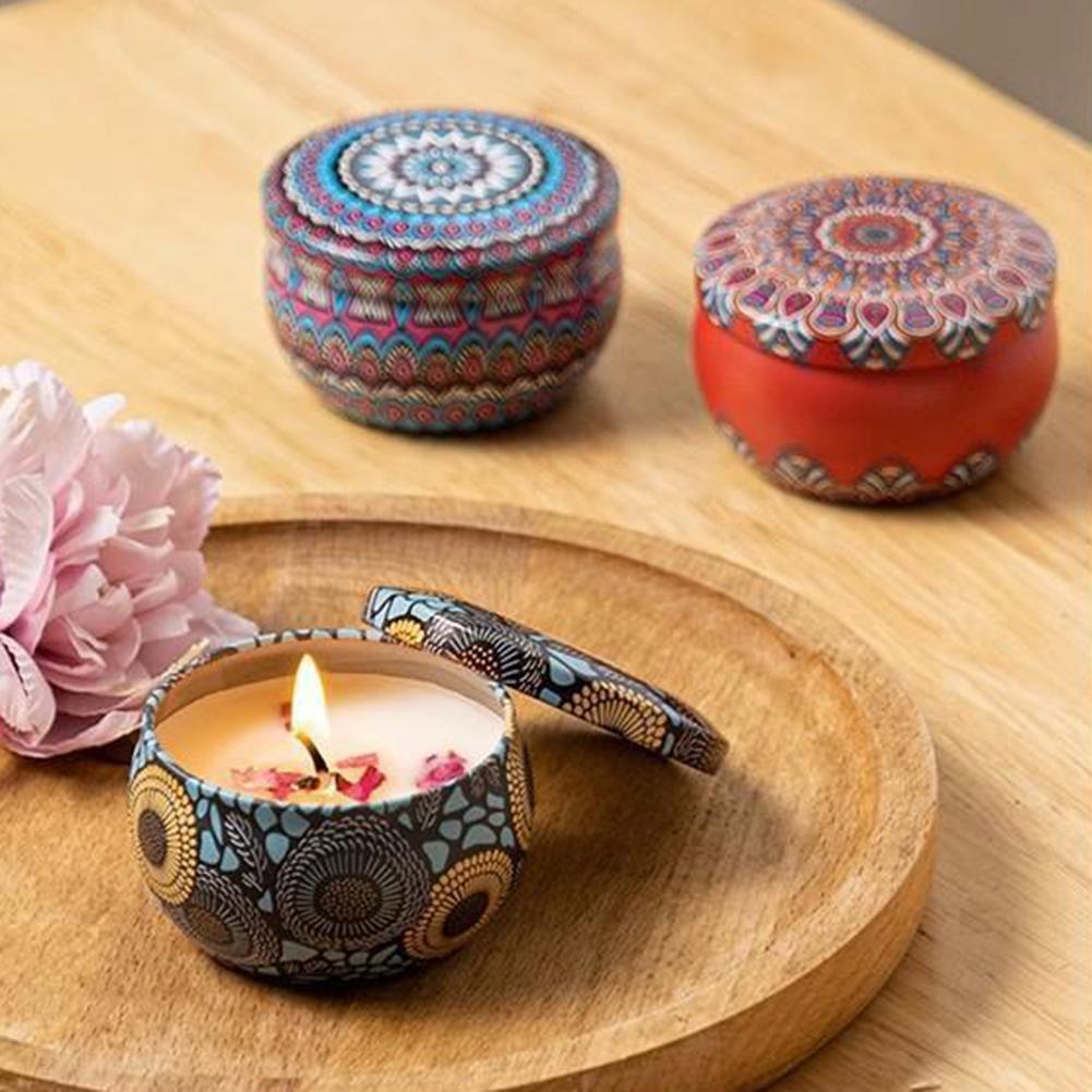 Scented Candles Blue Wind Chimes Aromatherapy Candles for Home Long Burn Scented Candles with Lid Sustainable Use of Tin Boxes