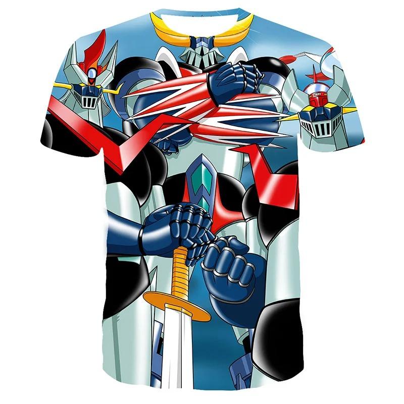 Mazinger Anime Robot 3D Print T-Shirts Men's Short Sleeve O-Neck Casual T Shirt Oversized Street Tees Harajuku Man Tops Clothing