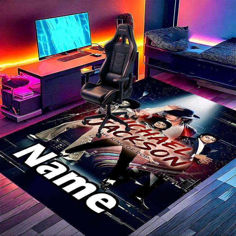 Custom Name Personalized Michael Jackson Print Carpet, Versatile Home Decor Rug, for Playroom, Apartment, Balcony, Entryway, Hallway Gift