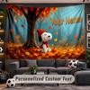 Snoopy Peanuts Personalized Tapestry Support Custom Name, Wall Art Home Decoration