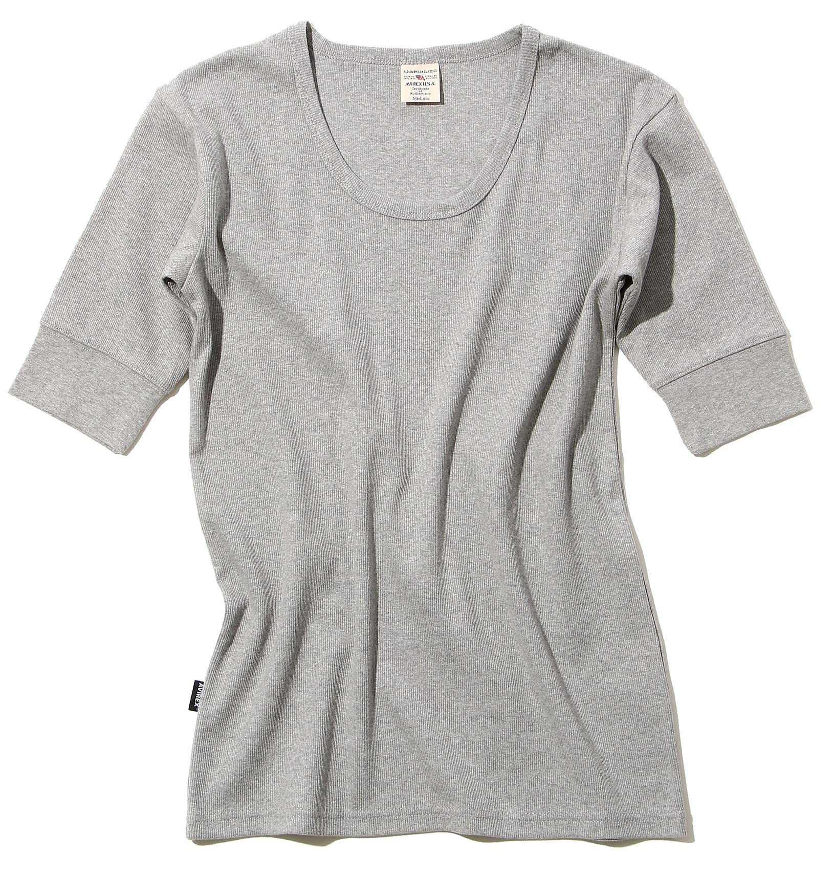 

Avirex Daily Rib Half Sleeve Size Gray T-Shirt (Antibacterial, Anti-odor) Men s Medium, 6143508,