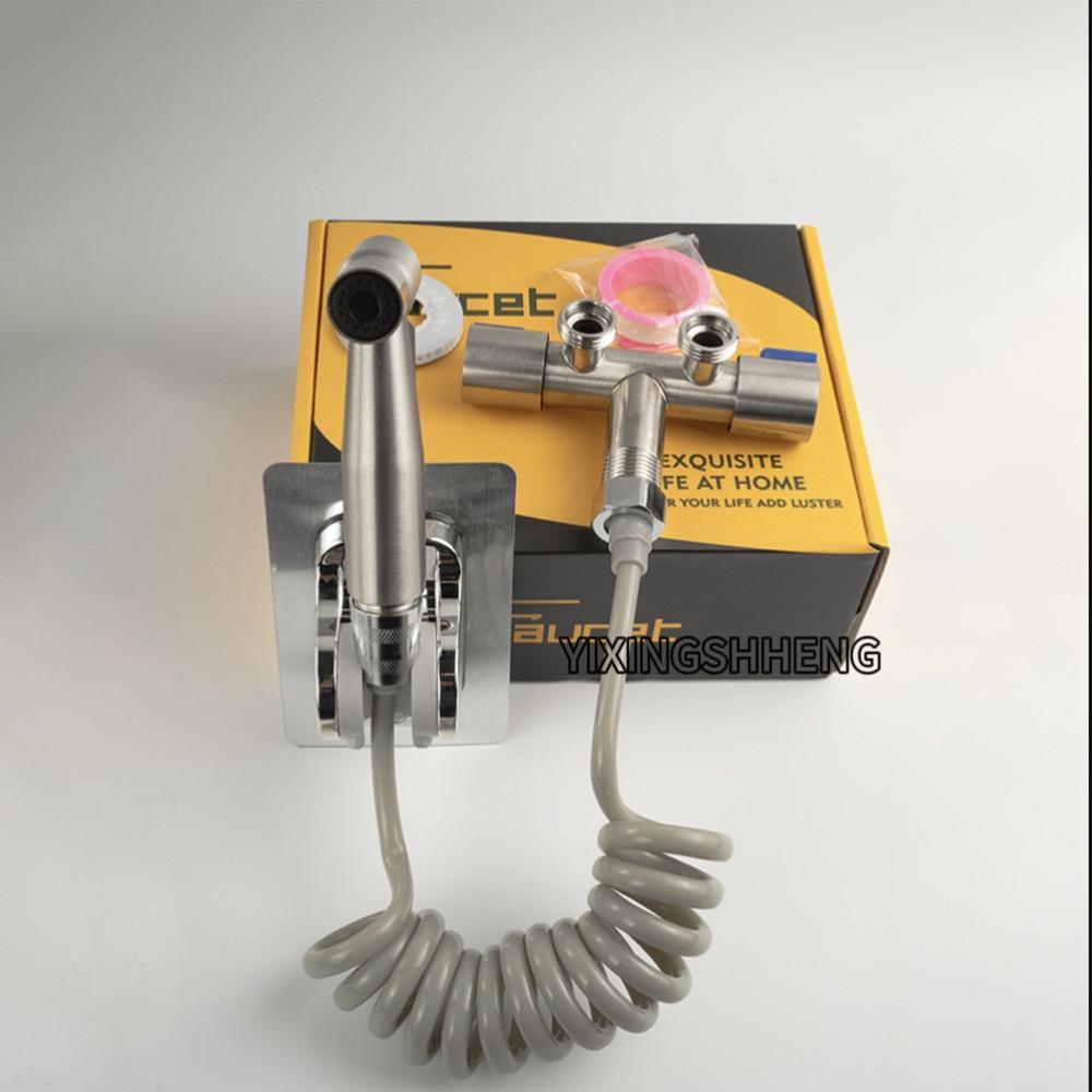 High-Pressure Handheld Shower Kit - Stainless Steel Bathroom Cleaning Gun with Self-Cleaning Toilet/Shower